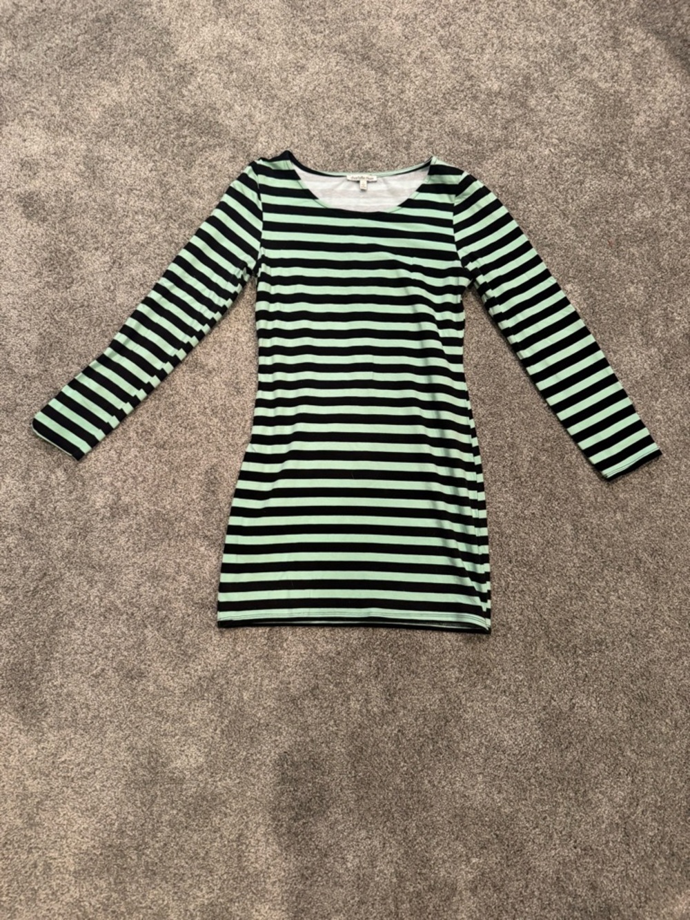 Charlotte Russe Mint and Black Striped long sleeve dress